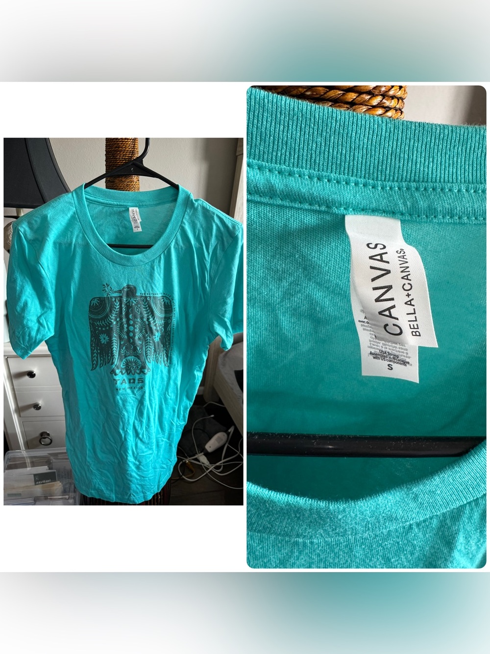 Bella Canvas Teal Graphic Tee with Dark Eagle Print